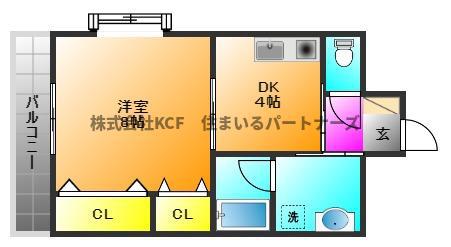 クラインドルフ(1DK/3階)の間取り写真