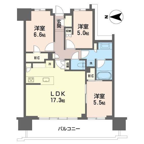 幕張ベイパーク ミッドスクエアタワー(3LDK/30階)の間取り写真