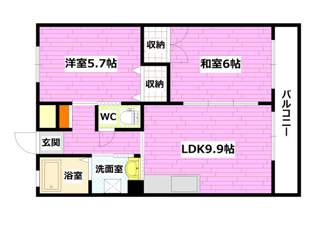 エスポワール羽田(2LDK/2階)の間取り写真
