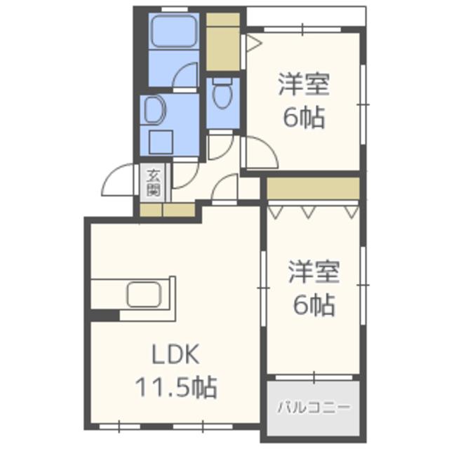 プレステージ南里(2LDK/4階)の間取り写真
