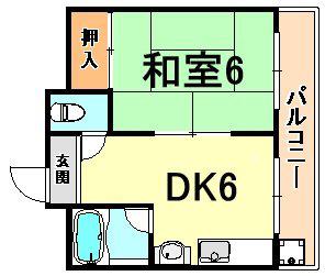 メゾン琵琶(1DK/4階)の間取り写真