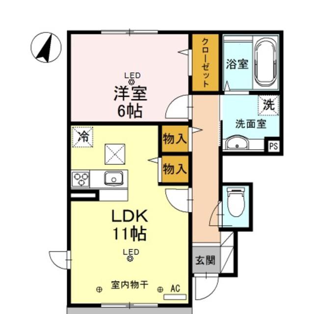 ヴィラージュB(1LDK/1階)の間取り写真