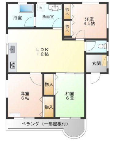 森田アパート(3LDK/3階)の間取り写真