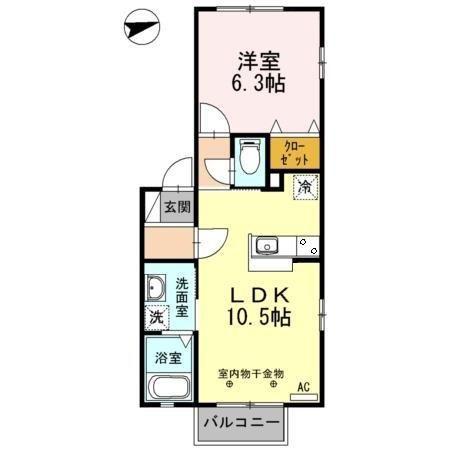 アン クオーレ桜本町(1LDK/2階)の間取り写真