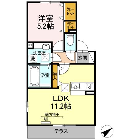 サクラハイム(1LDK/1階)の間取り写真
