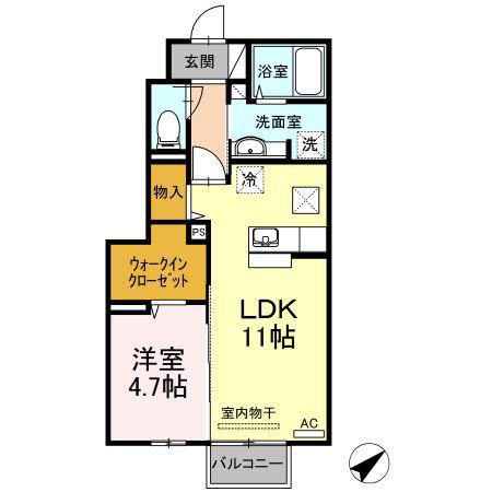 セジュールセラF(1LDK/1階)の間取り写真