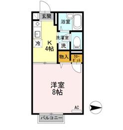 ヒルバレー(1K/1階)の間取り写真