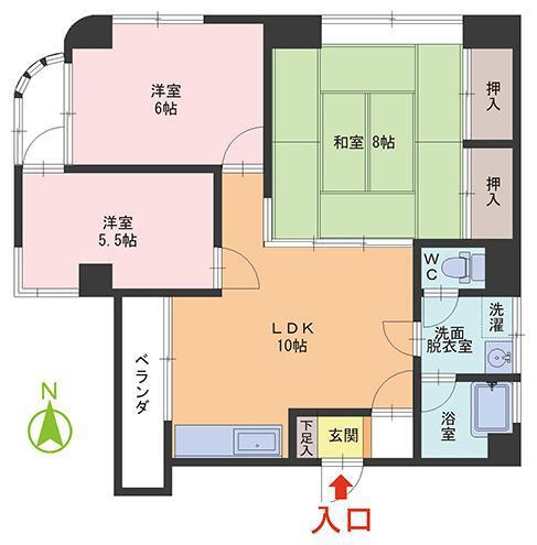 シャトレ宝永(3LDK/2階)の間取り写真