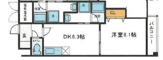 CLAIRTOWER(1DK/2階)の間取り写真