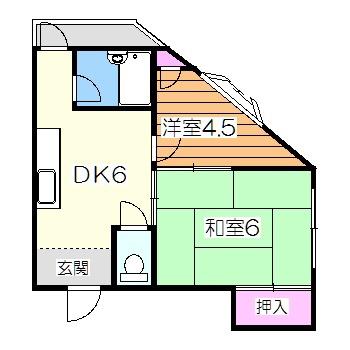 ハイツユート(2DK/2階)の間取り写真