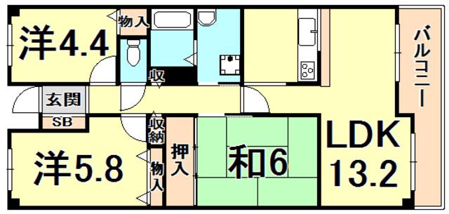 リブレメゾン広田(3LDK/2階)の間取り写真