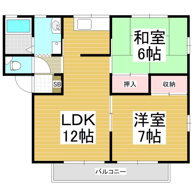 フレグランスキャピタル(2LDK/2階)の間取り写真