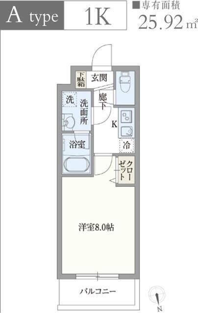 GRAN PASEO高井戸(1K/3階)の間取り写真