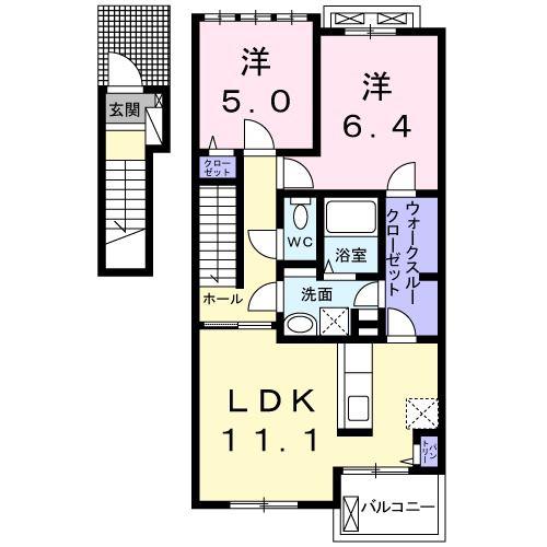 フォーリア(2LDK/2階)の間取り写真