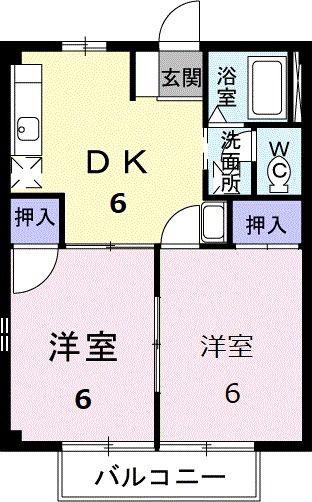 ウイングポ-トK(2DK/2階)の間取り写真