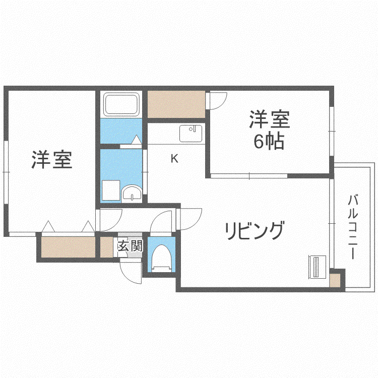 ノーマルヒル元町(2LDK/3階)の間取り写真