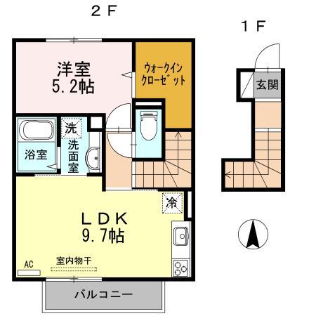 ヴァン・テ・アン(1LDK/2階)の間取り写真