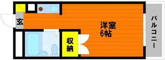 CASA大元(1K/3階)の間取り写真