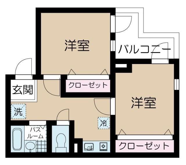 アムール戸山(2K/3階)の間取り写真