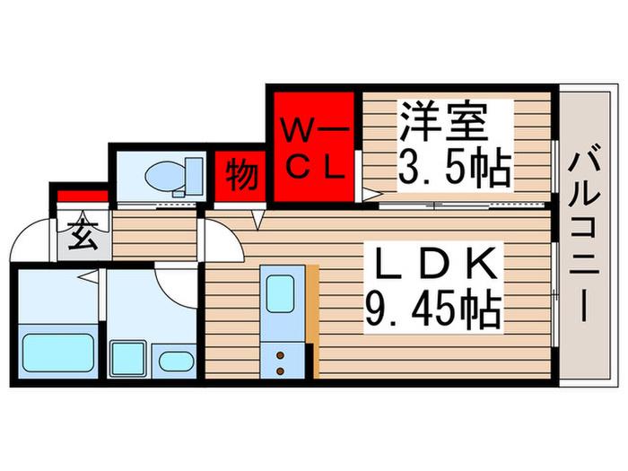フェリーチェII(1LDK/1階)の間取り写真
