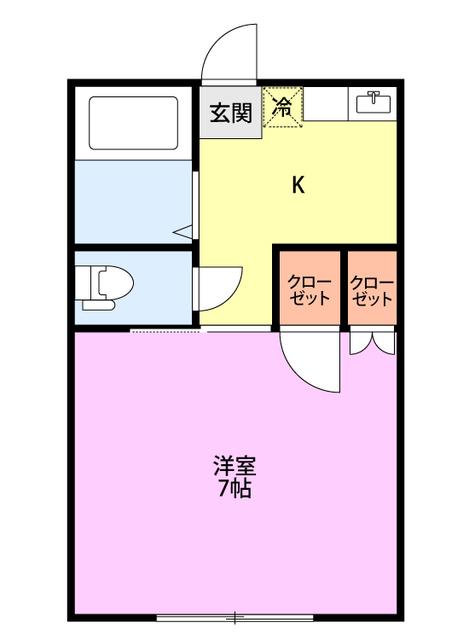 ミドルロード(1K/1階)の間取り写真