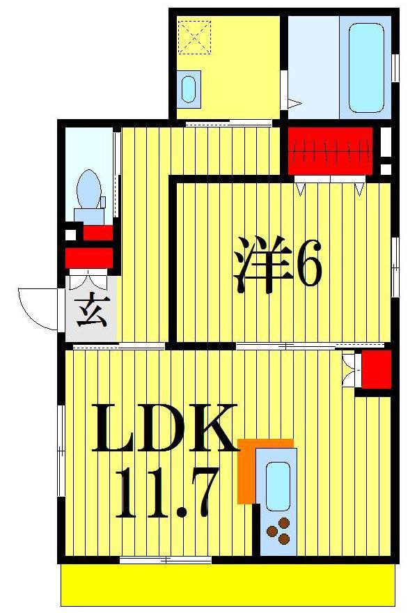 ヴィラ藤咲(1LDK/1階)の間取り写真