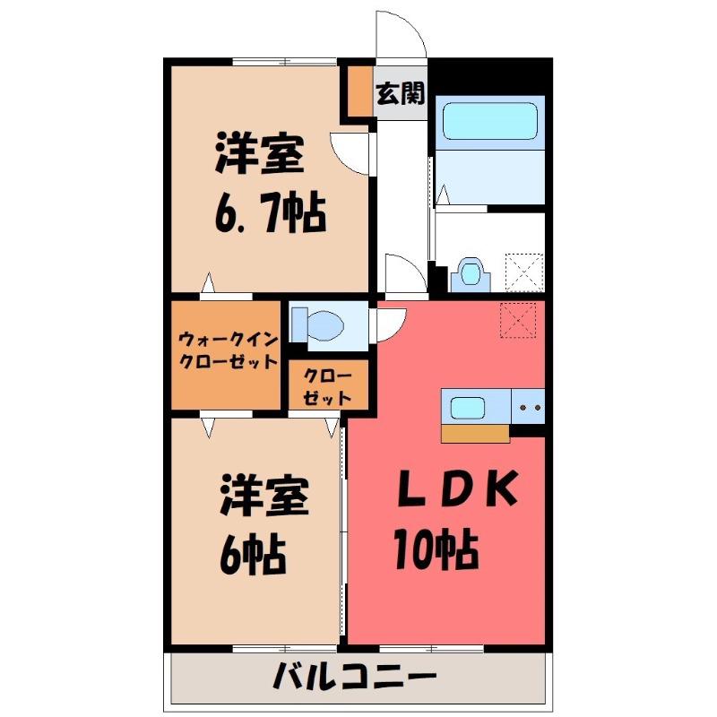 リヴァージュ参番館(2LDK/2階)の間取り写真