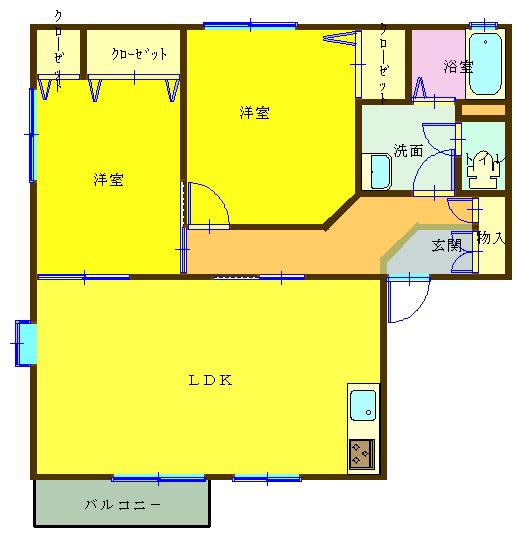 コンフォートA(2LDK/1階)の間取り写真