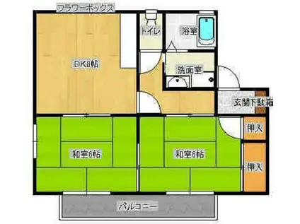 ドミール柳ヶ丘(2DK/2階)の間取り写真