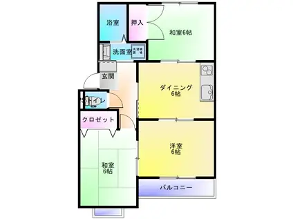 ヌーブルミェール松本(3DK/2階)の間取り写真