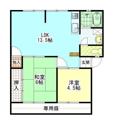 ファミール泉 C(2LDK/1階)の間取り写真