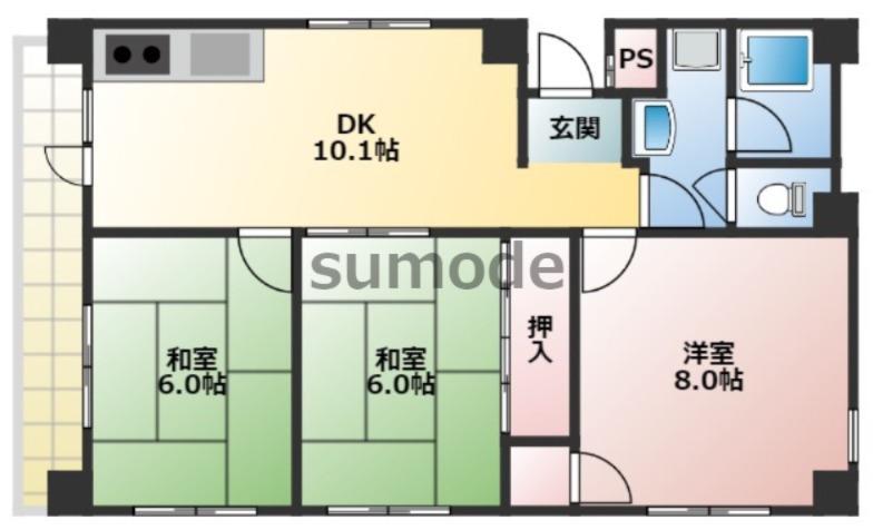 ヴィラコトブキ(3LDK/3階)の間取り写真