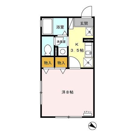 コスミオンII(1K/1階)の間取り写真