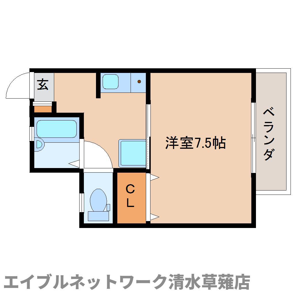 レインボー瀬名川I(1K/2階)の間取り写真