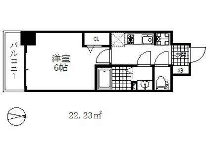 プレサンス兵庫駅前(1K/6階)の間取り写真
