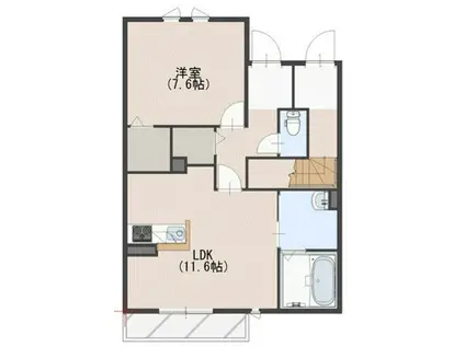 ソレジオタウン大津(1LDK/1階)の間取り写真