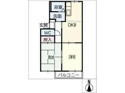 プレジール花池(2DK/2階)の間取り写真