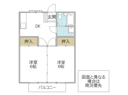 富山マンション(2DK/2階)の間取り写真