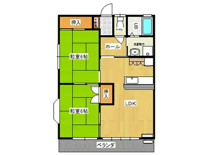 Yハイツ(2LDK/2階)の間取り写真