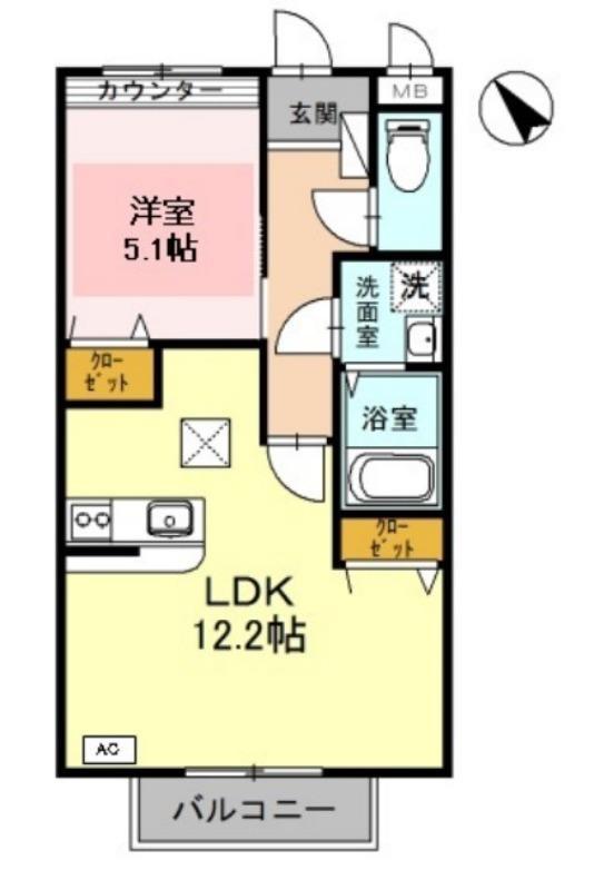 レオントポディウムII番館(1LDK/1階)の間取り写真