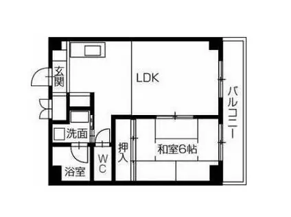 ウェルネス多賀(1LDK/6階)の間取り写真