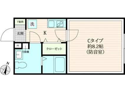ラシクラス中野弥生町(1K/2階)の間取り写真