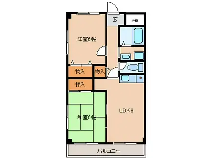 ゼンポーハイツフルマチA(2LDK/3階)の間取り写真