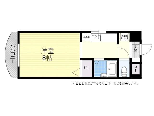 ボン長田(1K/4階)の間取り写真