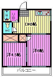 ハウス金子(2DK/1階)の間取り写真