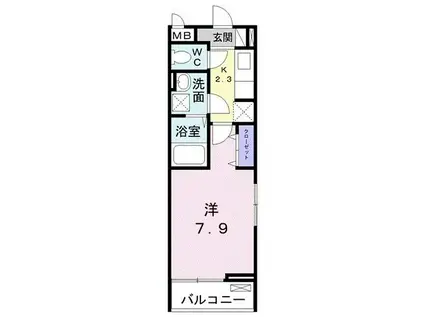 ニューサンパーク(1K/2階)の間取り写真