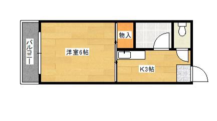 オダハウスII(1K/3階)の間取り写真