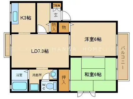 ハイツスバル(2LDK/1階)の間取り写真