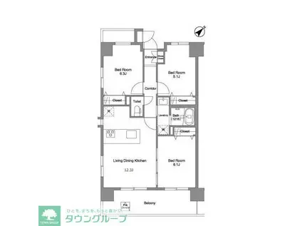 ルミナール(3LDK/8階)の間取り写真