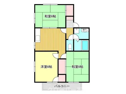メゾニティ津島 D棟(3DK/2階)の間取り写真